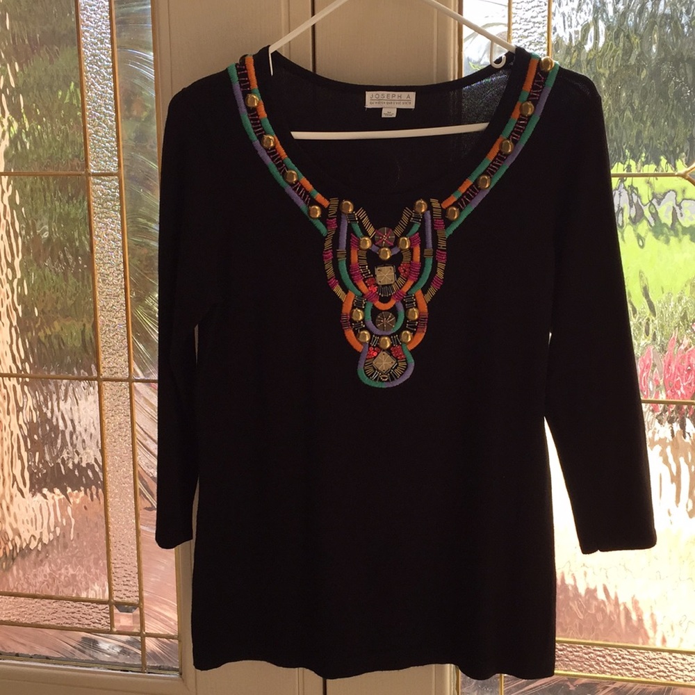Joseph Abboud black knit top